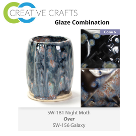 Night Moth SW181 over Galaxy SW156 Stoneware Combination